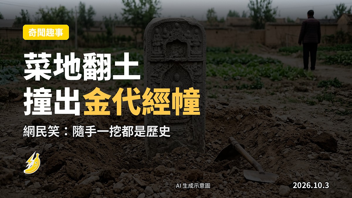 菜地入面部分挖出嘅金代經幢（示意圖）