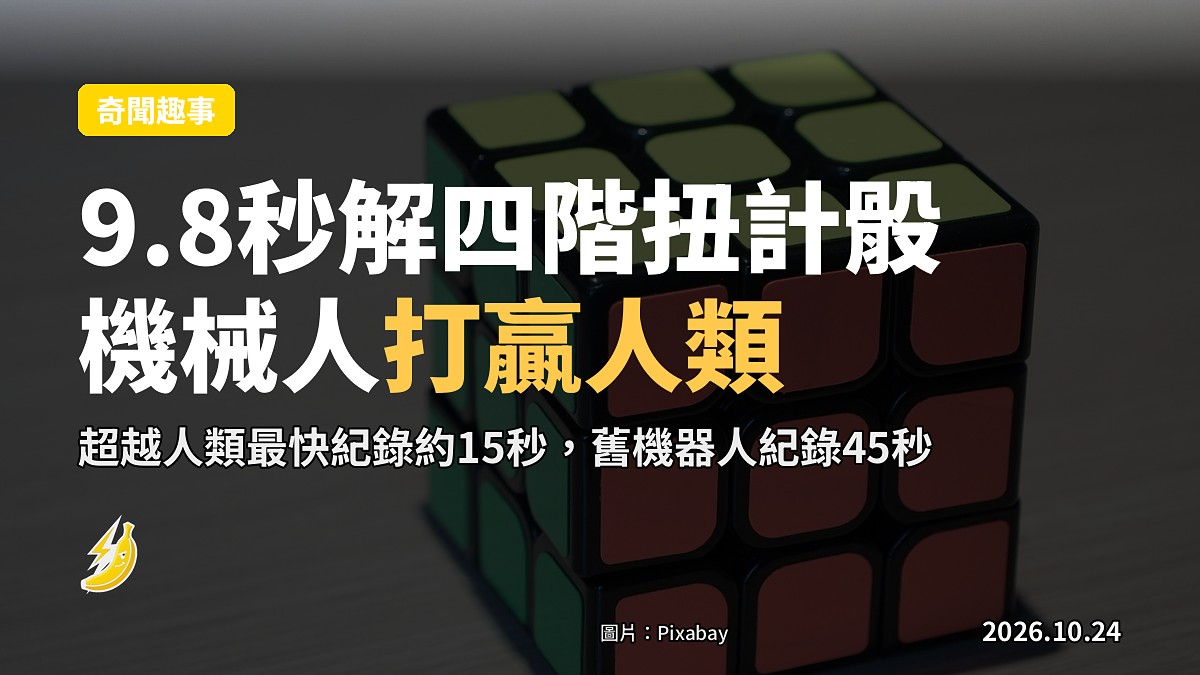 9.8秒解四階扭計骰！新西蘭大學生自研機械人打贏人類世界紀錄