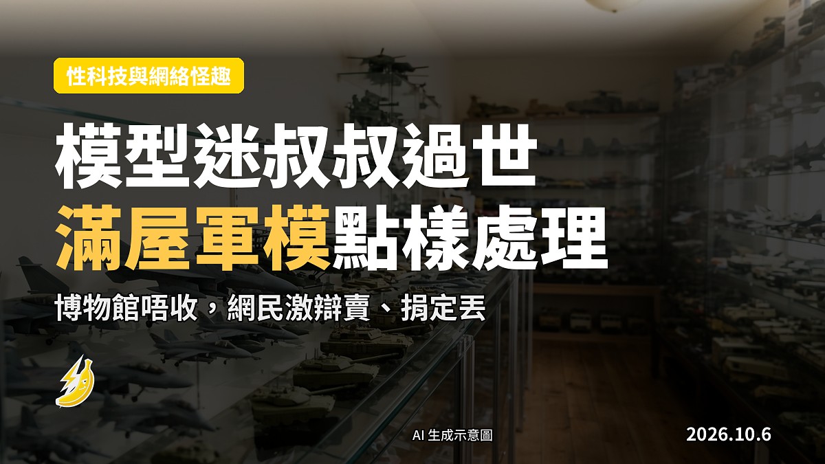 堆滿戰鬥機、戰車等塑膠軍武模型嘅房間（示意圖）
