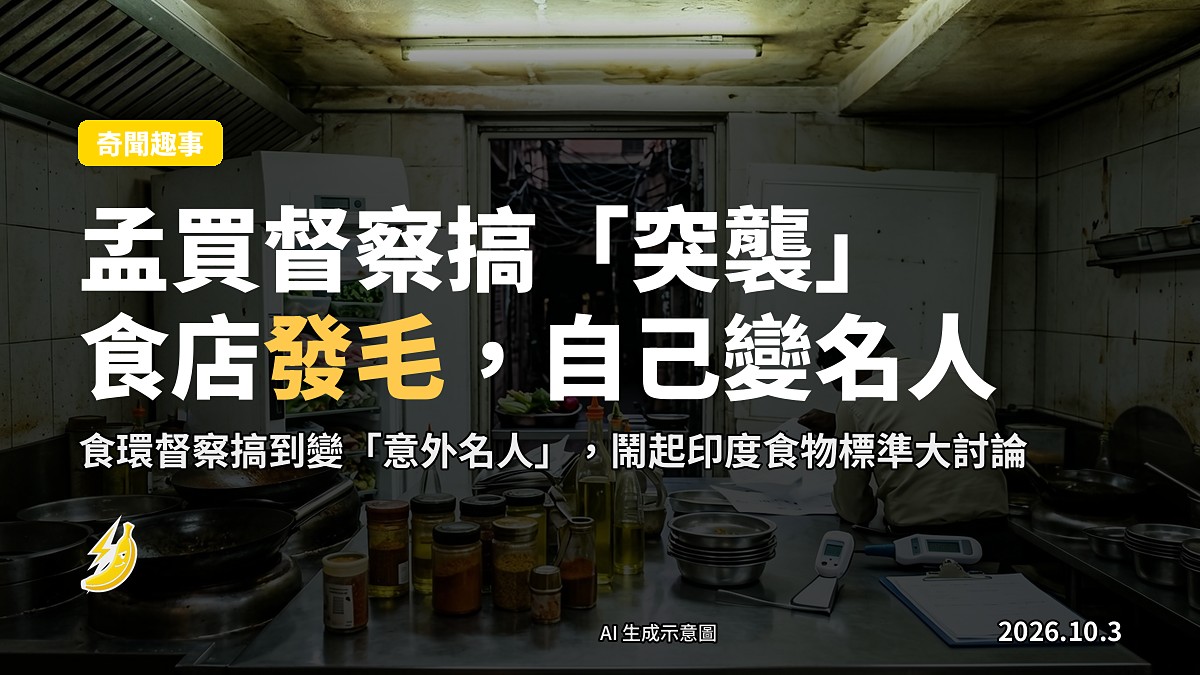 示意圖：孟買一間餐廳廚房喺接受突擊食物安全檢查，檢查人員背影，面部唔可見。