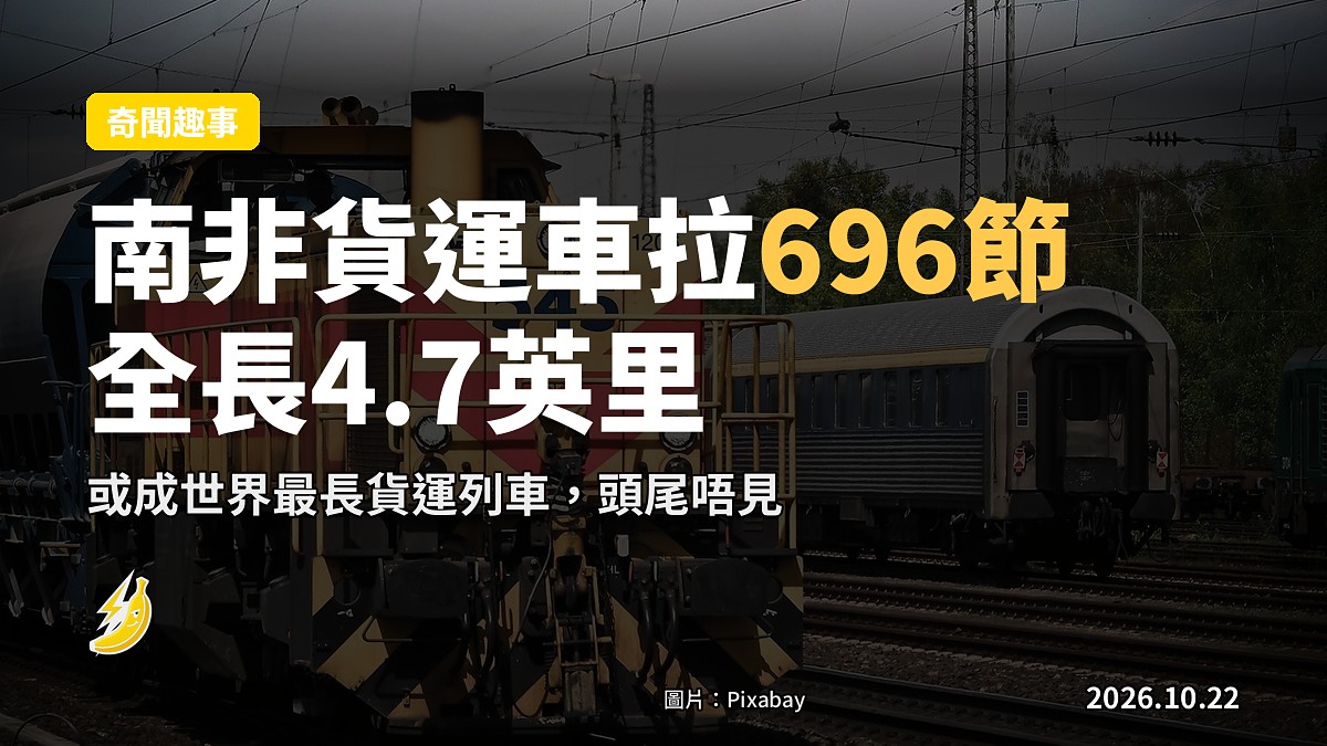 南非超長貨運列車拉696節車廂、長4.7英里