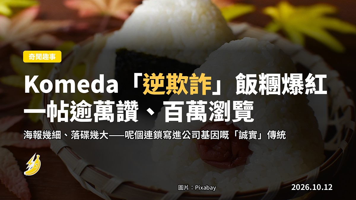 一個日本飯糰（onigiri），上面架住一塊炸得焦黃嘅肉扒，淋咗深色醬汁