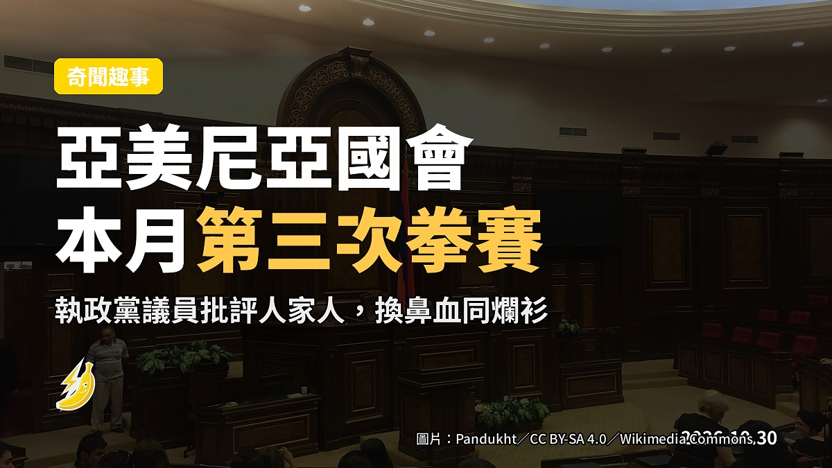 亞美尼亞國會本月第三次打成拳賽：批評人家人，換來鼻血同爛衫
