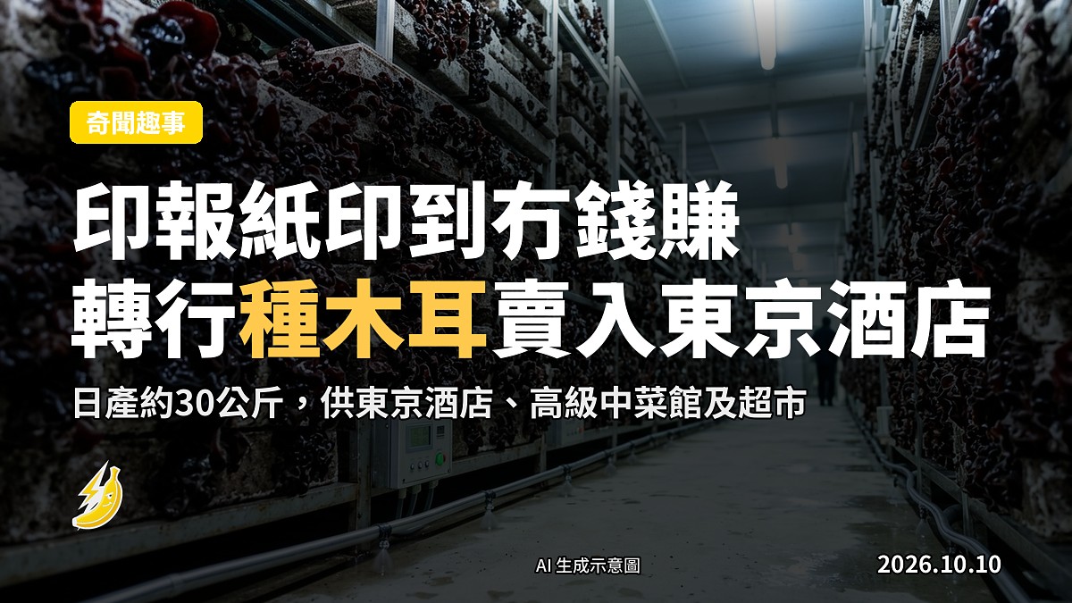 廠內栽培架上長大嘅黑木耳菌床（示意圖）