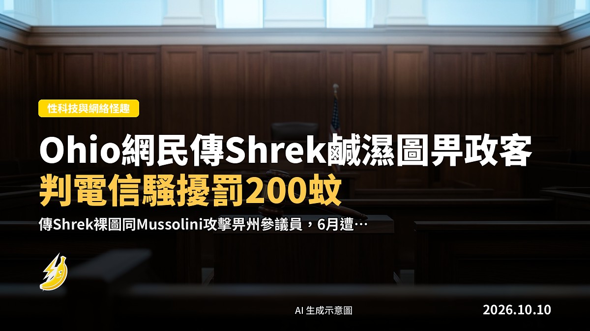 示意圖：一張綠色怪物卡通角色（似Shrek）被處理成模糊裸體形象，疊加喺短訊應用程式界面上。
