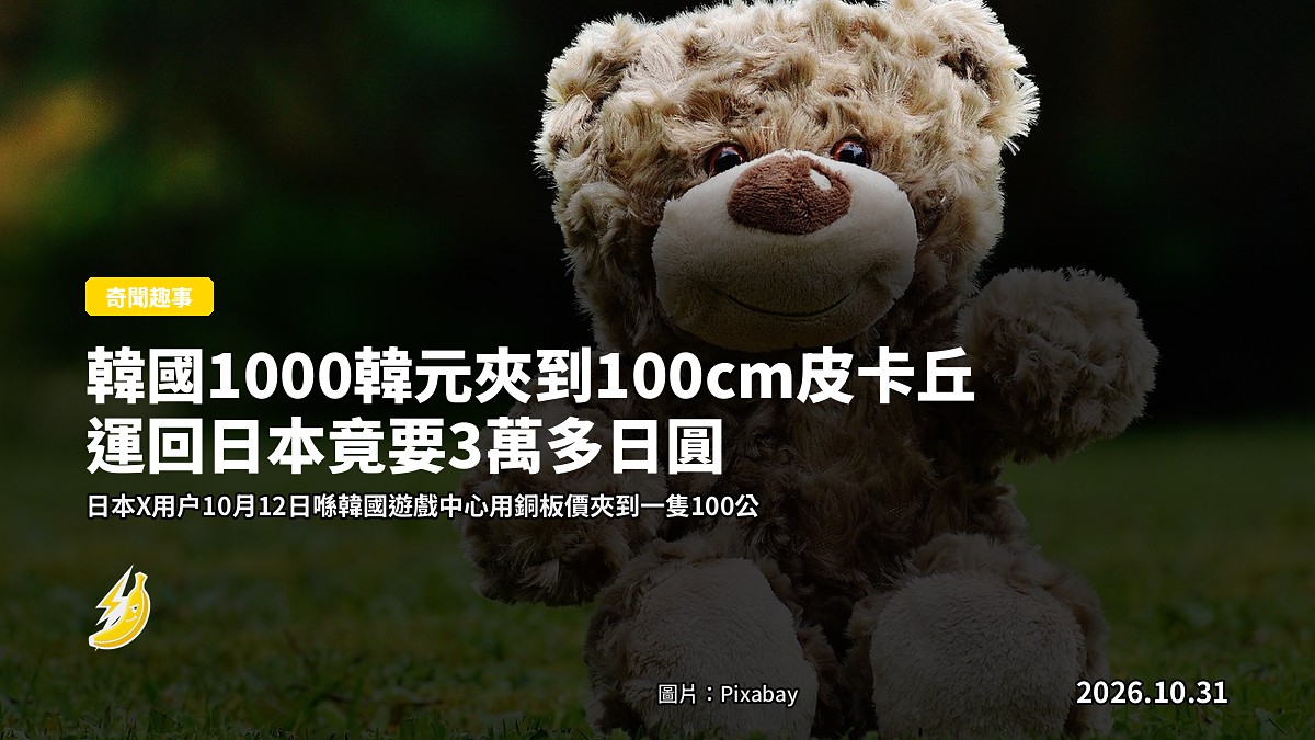 韓國1000韓元夾到100cm皮卡丘 運回日本竟要3萬多日圓