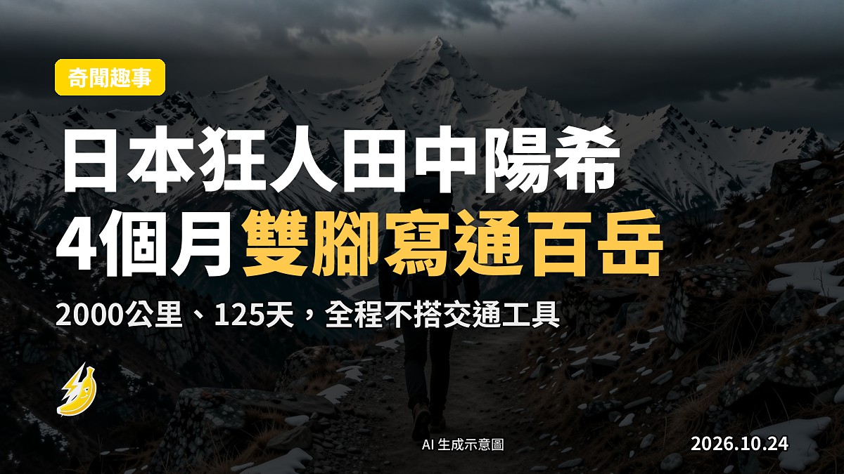 揹負重裝嘅登山者喺高山山徑,遠處連綿嘅山峰(示意圖)