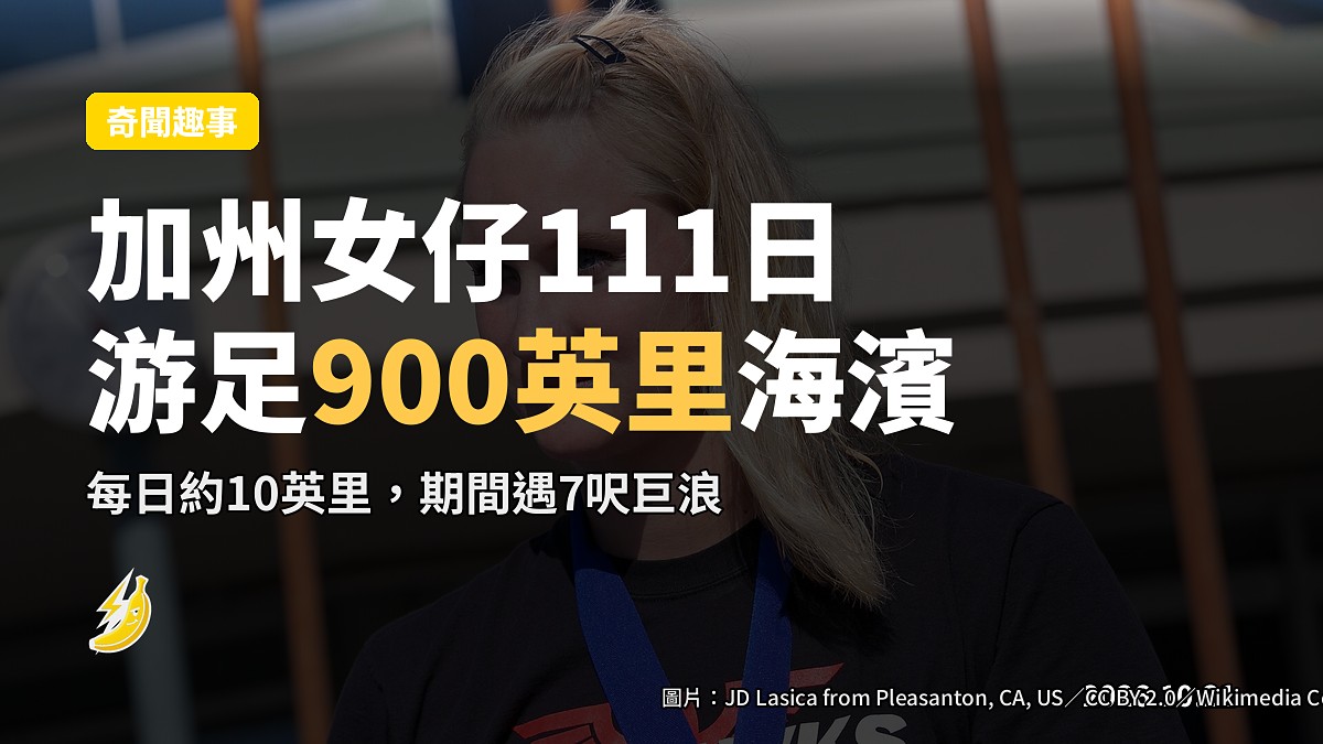 加州女仔游足900英里海濱：每日10英里、111日，仲遇7呎浪