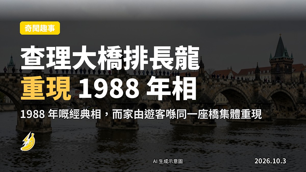 布拉格查理大橋上，遠處遊客排隊拍照（示意圖）