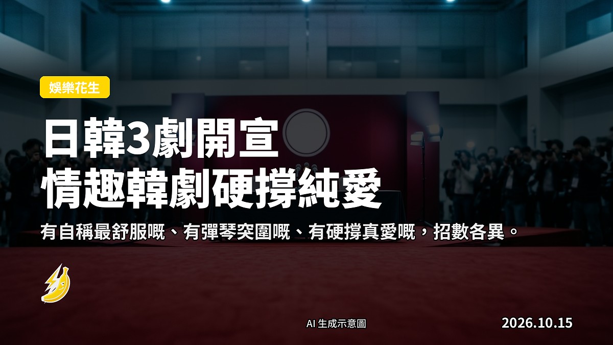 多套劇集宣傳海報擺喺同一面枱上嘅示意圖