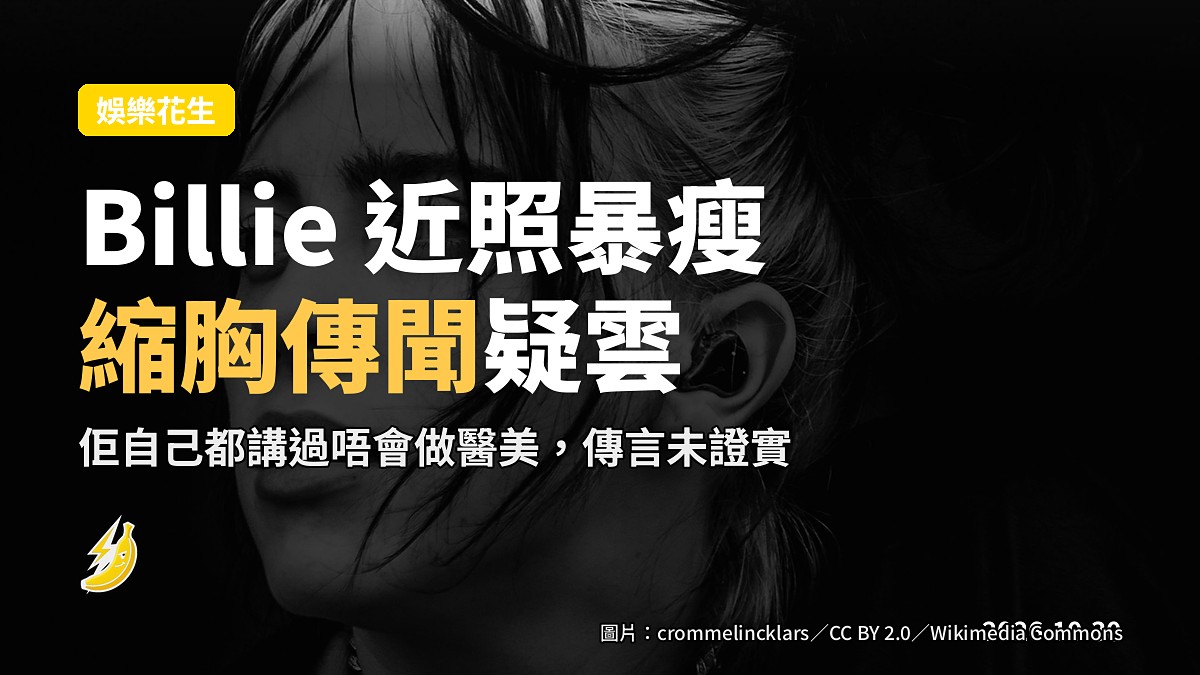 Billie Eilish 近照暴瘦上圍縮水 網傳縮胸手術佢自己都話唔會做醫美